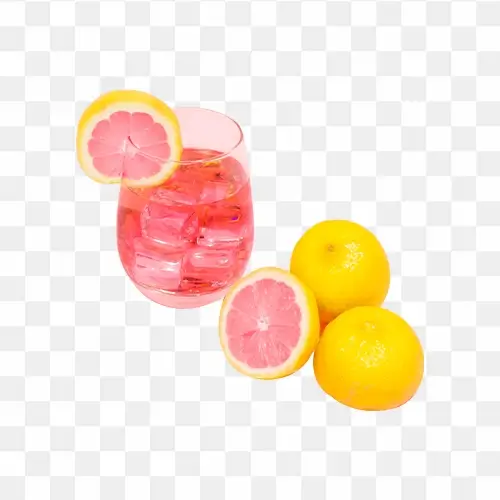 Pink Lemon Juice with Ice cubes png image
